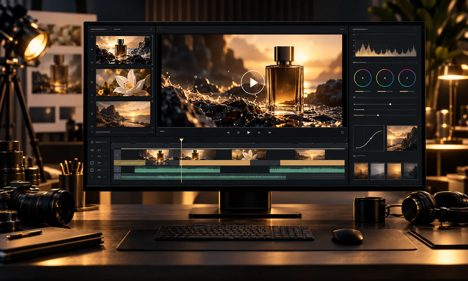 Yapay zekâ reklam videosu hazırlama ve kurgu ekranı